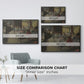 Size comparison chart for black floater framed canvas featuring The Dance Class, c. 1873 by Edgar Degas.