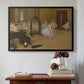 Black floater framed canvas featuring The Dancing Class, c. 1870 by Edgar Degas above an entryway table in a minimalist foyer.