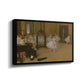 Angled view of The Dancing Class, c. 1870 by Edgar Degas in a black floater framed canvas.