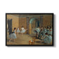 The Dance Foyer at the Opera on the Rue Le Peletier, 1872 by Edgar Degas in a black floater framed canvas wall art display.