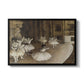 The Rehearsal of the Ballet Onstage, 1874 by Edgar Degas in a black floater framed canvas wall art display.