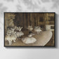 Front view of The Rehearsal of the Ballet Onstage, 1874 by Edgar Degas in a black floater framed canvas.