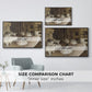 Size comparison chart for black floater framed canvas featuring The Rehearsal of the Ballet Onstage, 1874 by Edgar Degas.