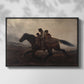 Front view of A Ride for Liberty – The Fugitive Slaves, c. 1862 by Eastman Johnson in a black floater framed canvas.
