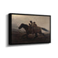 Angled view of A Ride for Liberty – The Fugitive Slaves, c. 1862 by Eastman Johnson in a black floater framed canvas.