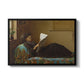 Interesting News, 1872 by Eastman Johnson in a black floater framed canvas wall art display.