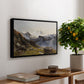 The Großglockner from the Prager Hut, 1890 by Edward Theodore Compton, presented in a black floater framed canvas featuring a view of Großglockner peak from alpine hut overlooking valley, displayed above a hallway console table.