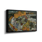 Angled view of Crescent of Houses II (Island Town), 1915 by Egon Schiele in a black floater framed canvas.