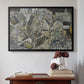 Black floater framed canvas featuring Mödling II, 1918 by Egon Schiele above an entryway table in a minimalist foyer.