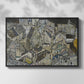 Front view of Mödling II, 1918 by Egon Schiele in a black floater framed canvas.