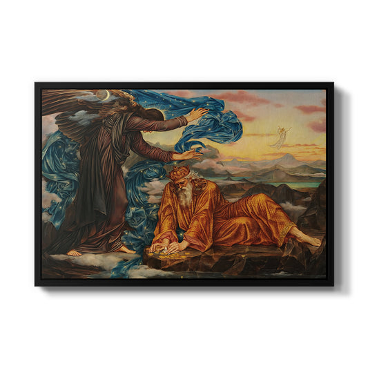 Earthbound, 1897 by Evelyn De Morgan in a black floater framed canvas wall art display.