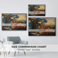 Size comparison chart for black floater framed canvas featuring Earthbound, 1897 by Evelyn De Morgan.