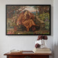 Black floater framed canvas featuring A Soul in Hell, c. 1901-1902 by Evelyn De Morgan above an entryway table in a minimalist foyer.