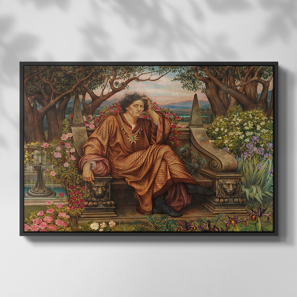 Front view of A Soul in Hell, c. 1901-1902 by Evelyn De Morgan in a black floater framed canvas.