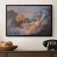 Twilight, 1914 by Evelyn De Morgan in a black floater framed canvas displayed above a console table in a hallway, featuring a symbolic scene of figure surrounded by evening tones.