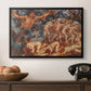 Boreas and the Fallen Leaves, c. 1910-1914 by Evelyn De Morgan in a black floater framed canvas displayed above a console table in a hallway, featuring a symbolic representation of motion and seasonal change.