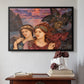 Black floater framed canvas featuring The Vision, 1914 by Evelyn De Morgan above an entryway table in a minimalist foyer.