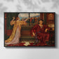 Front view of The Gilded Cage, c. 1901-1902 by Evelyn De Morgan in a black floater framed canvas.