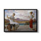Winding the Skein, c. 1878 by Frederic Leighton in a black floater framed canvas wall art display.