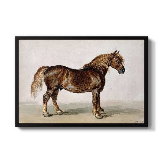 A Cart-Horse by James Ward in a black floater framed canvas wall art display.