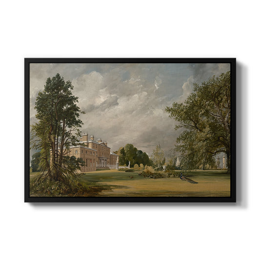 Malvern Hall, 1821 by John Constable in a black floater framed canvas wall art display.