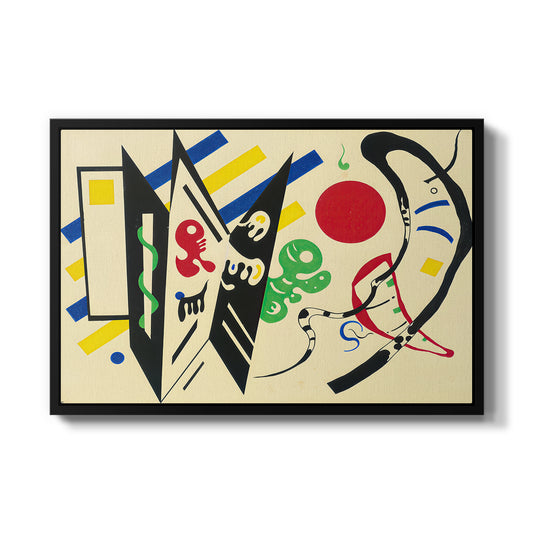 Reciprocity (Réciproque), 1935 by Wassily Kandinsky in a black floater framed canvas wall art display.