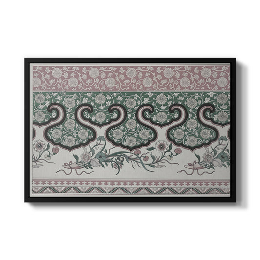 Examples of Chinese Ornament, Pl. LXXVI, 1867 by Owen Jones in a black floater framed canvas wall art display.