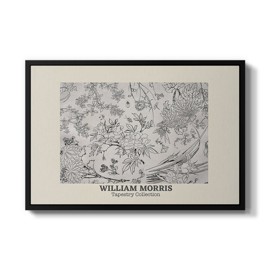 Fleurs, 1866 (Morris Inspired) by Félix Bracquemond in a black floater framed canvas wall art display.