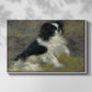 Front view of Tama, the Japanese Dog, c. 1876 by Pierre-Auguste Renoir in a white floater framed canvas.