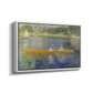 Angled view of The Skiff (La Yole), 1875 by Pierre-Auguste Renoir in a white floater framed canvas.