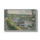 Wash-House Boat at Bas-Meudon, c. 1874 by Pierre-Auguste Renoir in a white floater framed canvas wall art display.