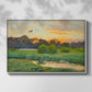Front view of Flying Duck at Sunset, 1924 by Bruno Liljefors in a white floater framed canvas.