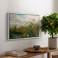 Wild Ducks (Grasänder), 1890 by Bruno Liljefors, presented in a white floater framed canvas featuring ducks moving through grassy wetland near water's edge, displayed above a hallway console table.