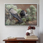 White floater framed canvas featuring Hooded Crows (Kråkor), 1891 by Bruno Liljefors above an entryway table in a minimalist foyer.