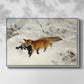 Front view of Fox in Snow Landscape, 1900 by Bruno Liljefors in a white floater framed canvas.