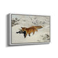Angled view of Fox in Snow Landscape, 1900 by Bruno Liljefors in a white floater framed canvas.