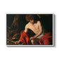 Saint John the Baptist in the Wilderness, c. 1603-1604 by Caravaggio in a white floater framed canvas wall art display.