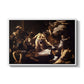 The Martyrdom of Saint Matthew, 1599-1600 by Caravaggio in a white floater framed canvas wall art display.