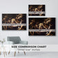 Size comparison chart for white floater framed canvas featuring The Martyrdom of Saint Matthew, 1599-1600 by Caravaggio.