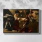 Front view of The Crowning with Thorns (Vienna Version), c. 1602-1604 by Caravaggio in a white floater framed canvas.