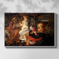 Front view of Rest on the Flight into Egypt, c. 1597 by Caravaggio in a white floater framed canvas.
