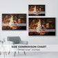Size comparison chart for white floater framed canvas featuring Rest on the Flight into Egypt, c. 1597 by Caravaggio.