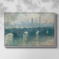 Front view of Waterloo Bridge, Gray Weather, 1900 by Claude Monet in a white floater framed canvas.