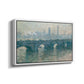 Angled view of Waterloo Bridge, Gray Weather, 1900 by Claude Monet in a white floater framed canvas.