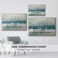Size comparison chart for white floater framed canvas featuring Waterloo Bridge, Gray Weather, 1900 by Claude Monet.
