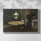 Front view of Interior, after Dinner, 1868-1869 by Claude Monet in a white floater framed canvas.