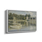 Angled view of The Bridge at Argenteuil, 1874 by Claude Monet in a white floater framed canvas.