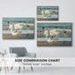 Size comparison chart for white floater framed canvas featuring A Holiday, c. 1915 by Edward Henry Potthast.