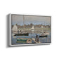 Angled view of The Basin at Argenteuil, 1874 by Claude Monet in a white floater framed canvas.