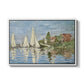 Regatta at Argenteuil, 1872 by Claude Monet in a white floater framed canvas wall art display.